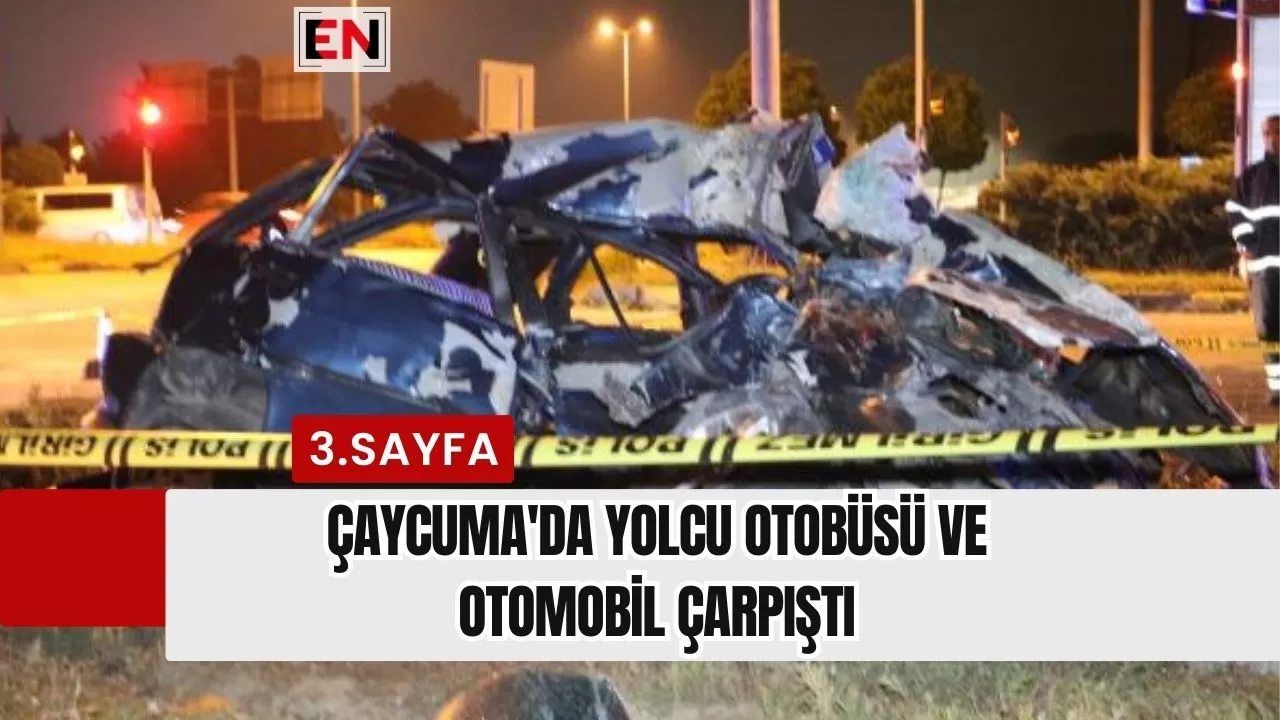 Çaycuma'da Yolcu otobüsü ve otomobil çarpıştı