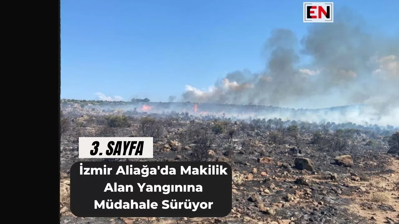 İzmir Aliağa'da Makilik Alan Yangınına Müdahale Sürüyor